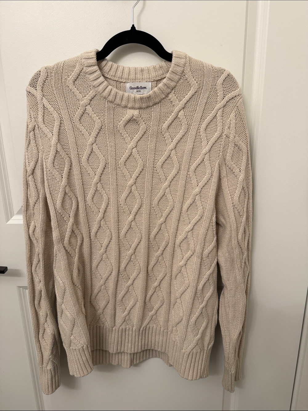 Goodfellow & Co Men’s Cream Cable Crewneck Sweater